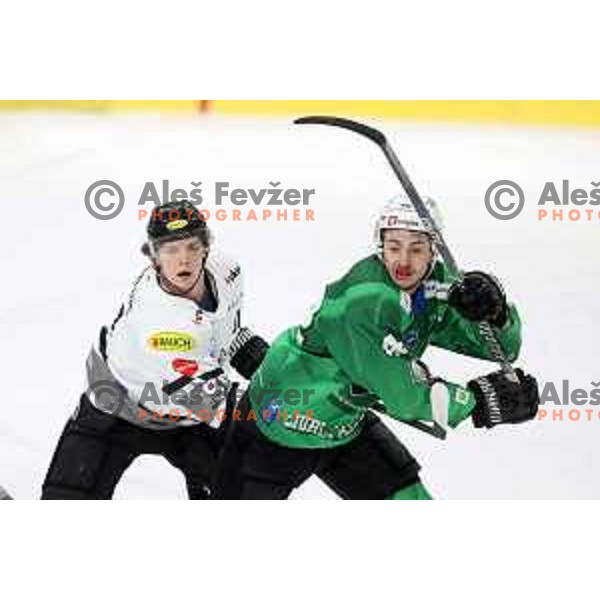 Jaka Sturm of SZ Olimpija in action during IceHL match between SZ Olimpija and Dornbirn Bulldogs in Ljubljana, Slovenia on January 15, 2022