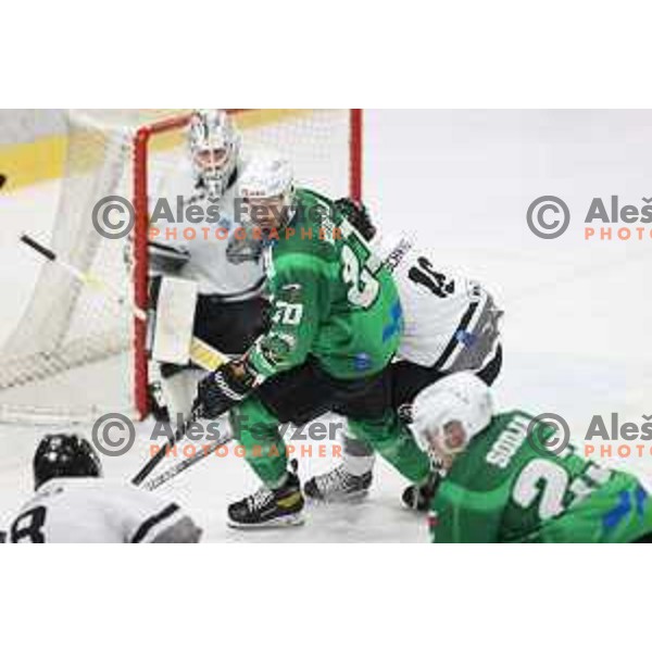 Gregor Koblar of SZ Olimpija in action during IceHL match between SZ Olimpija and Dornbirn Bulldogs in Ljubljana, Slovenia on January 15, 2022