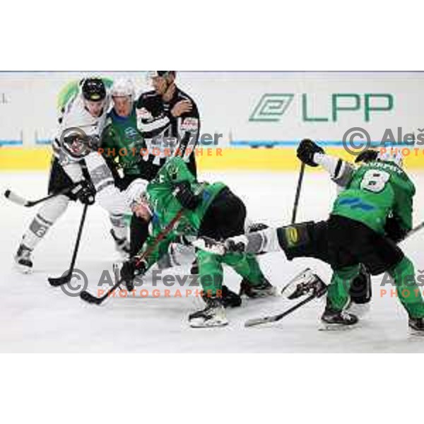 Rok Kapel of SZ Olimpija in action during IceHL match between SZ Olimpija and Dornbirn Bulldogs in Ljubljana, Slovenia on January 15, 2022
