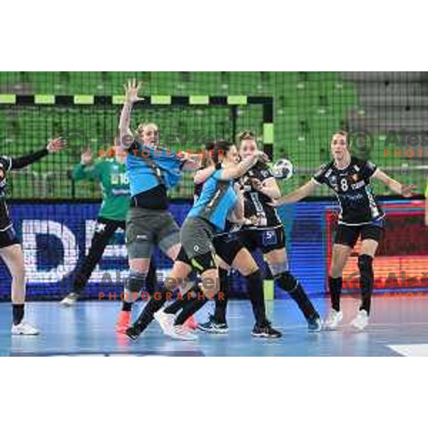 Andrea Lekic in action during EHF Champions League Women 2021-2022 handball match between Krim Mercator (SLO) and Odense (DEN) in Ljubljana, Slovenia on January 16, 2022