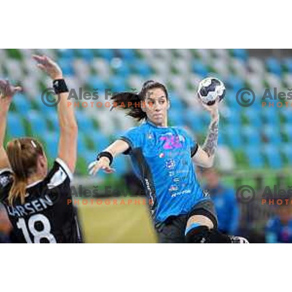 Alja Varagic in action during EHF Champions League Women 2021-2022 handball match between Krim Mercator (SLO) and Odense (DEN) in Ljubljana, Slovenia on January 16, 2022