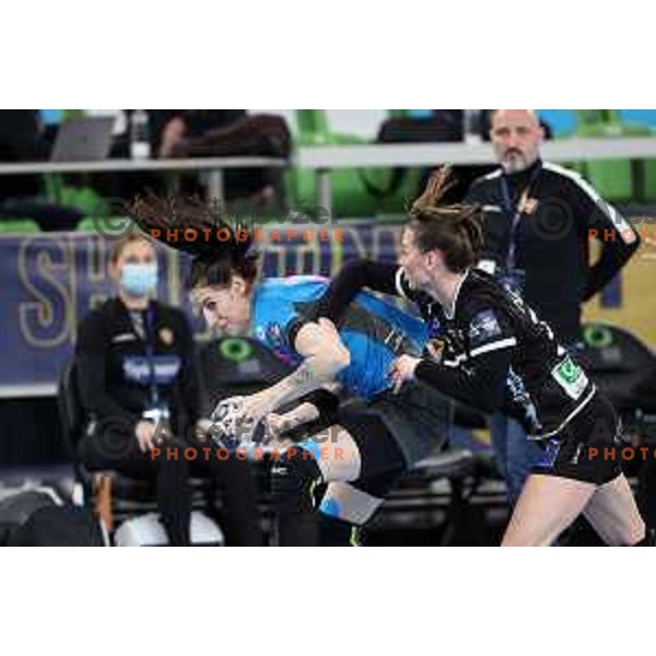 Alja Varagic in action during EHF Champions League Women 2021-2022 handball match between Krim Mercator (SLO) and Odense (DEN) in Ljubljana, Slovenia on January 16, 2022