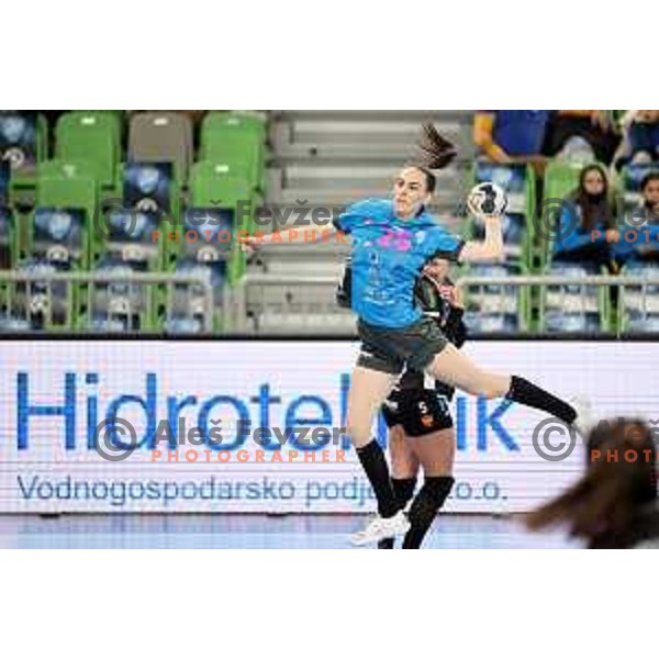 Tija Gomilar Zickero in action during EHF Champions League Women 2021-2022 handball match between Krim Mercator (SLO) and Odense (DEN) in Ljubljana, Slovenia on January 16, 2022