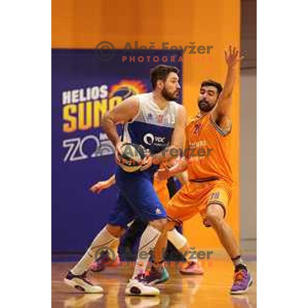 Dalibor Djapa and Venkatesha Jois in action during Nova KBM league match between Helios Suns and Sentjur in Domzale, Slovenia on January 19, 2022