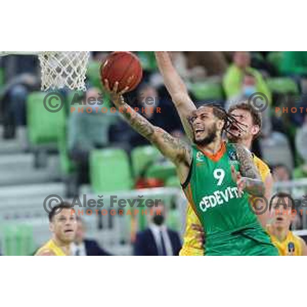 Zach Auguste in action during 7days EuroCup regular season basketball match between Cedevita Olimpija and Gran Canaria in Stozice, Arena, Ljubljana, Slovenia on January 19, 2022