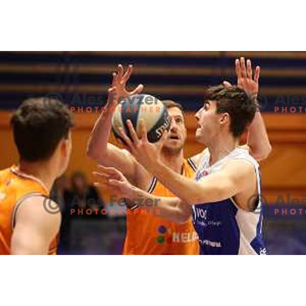 Blaz Mahkovic and Rok Nemanic in action during Nova KBM league match between Helios Suns and Sentjur in Domzale, Slovenia on January 19, 2022