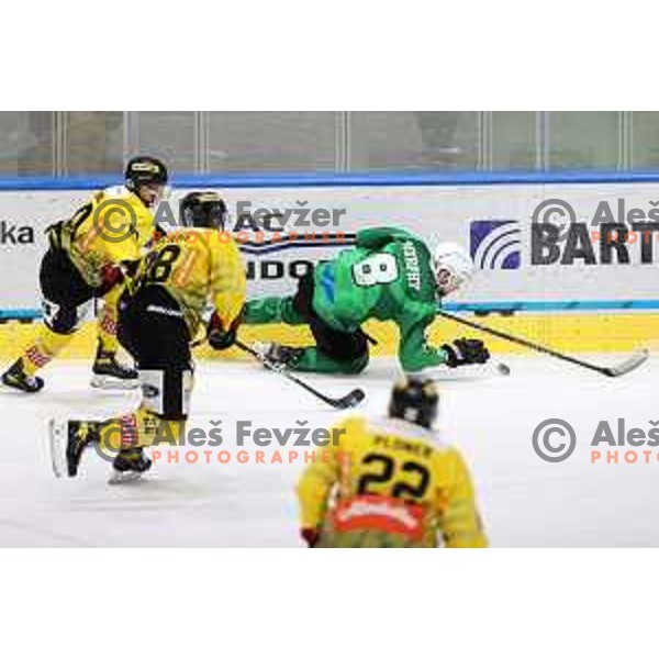 Daniel Wade Murphy of SZ Olimpija in action during IceHL match between SZ Olimpija and Vienna Capitals in Ljubljana, Slovenia on January 21, 2022