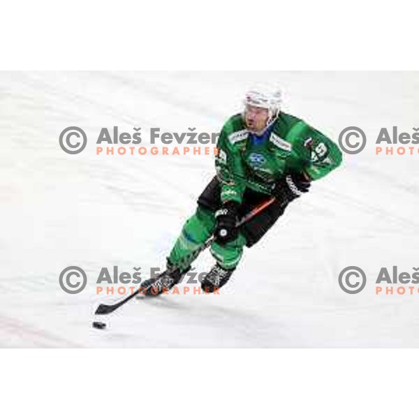 Anze Ropret of SZ Olimpija in action during IceHL match between SZ Olimpija and Vienna Capitals in Ljubljana, Slovenia on January 21, 2022