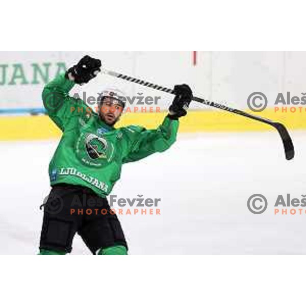 Zan Jezovsek of SZ Olimpija in action during IceHL match between SZ Olimpija and Vienna Capitals in Ljubljana, Slovenia on January 21, 2022