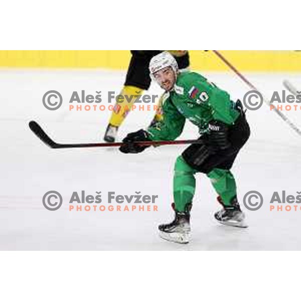 Rok Kapel of SZ Olimpija in action during IceHL match between SZ Olimpija and Vienna Capitals in Ljubljana, Slovenia on January 21, 2022