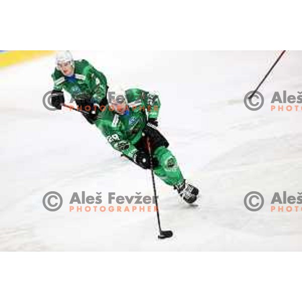 Anze Ropret of SZ Olimpija in action during IceHL match between SZ Olimpija and Vienna Capitals in Ljubljana, Slovenia on January 21, 2022