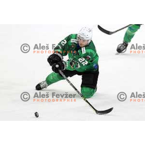 Guillaume Leclerc of SZ Olimpija in action during IceHL match between SZ Olimpija and Vienna Capitals in Ljubljana, Slovenia on January 21, 2022