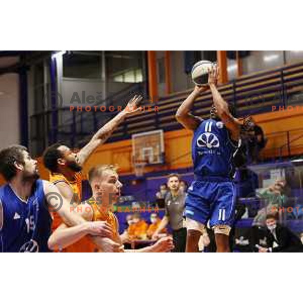 Carlbe Ervin and O\'Shoven Williams in action during Nova KBM league match between Helios Suns and Terme Olimia Podcetrtek in Domzale, Slovenia on January 22, 2022
