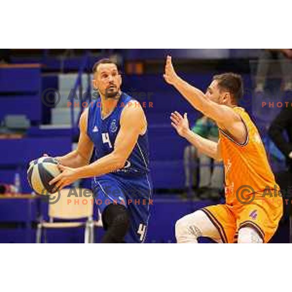 Nejc Strnad and Tadej Ferme in action during Nova KBM league match between Helios Suns and Terme Olimia Podcetrtek in Domzale, Slovenia on January 22, 2022