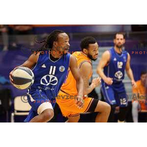 Carlbe Ervin and O\'Shoven Williams in action during Nova KBM league match between Helios Suns and Terme Olimia Podcetrtek in Domzale, Slovenia on January 22, 2022