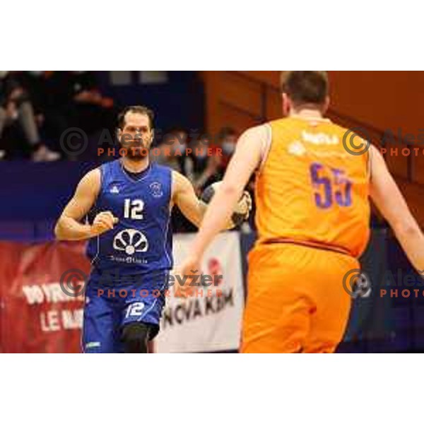 Sandi Cebular in action during Nova KBM league match between Helios Suns and Terme Olimia Podcetrtek in Domzale, Slovenia on January 22, 2022