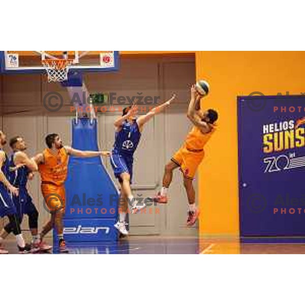Nedzad Muratovic and Carlbe Ervin in action during Nova KBM league match between Helios Suns and Terme Olimia Podcetrtek in Domzale, Slovenia on January 22, 2022