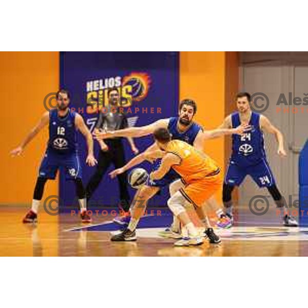 Tadej Ferme and Anze Cerkovnik in action during Nova KBM league match between Helios Suns and Terme Olimia Podcetrtek in Domzale, Slovenia on January 22, 2022