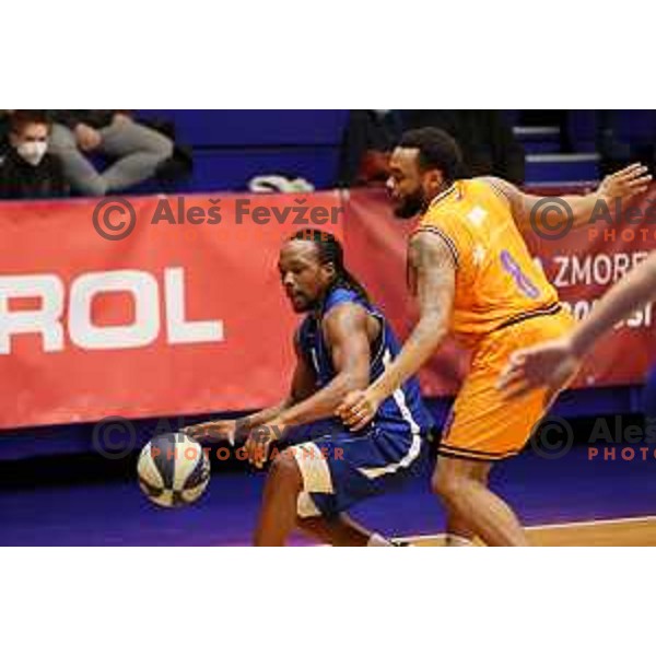 Carlbe Ervin and O\'Shoven Williams in action during Nova KBM league match between Helios Suns and Terme Olimia Podcetrtek in Domzale, Slovenia on January 22, 2022
