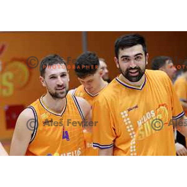 Tadej Ferme and Venky Jois celebrate victory at Nova KBM league match between Helios Suns and Terme Olimia Podcetrtek in Domzale, Slovenia on January 22, 2022