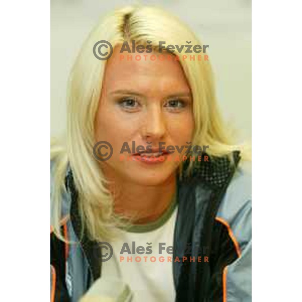 Jolanda Ceplak, Slovenian track and field runner on 800 meters with gold medal from European Championships at press conference in Ljubljana on August 9, 2002