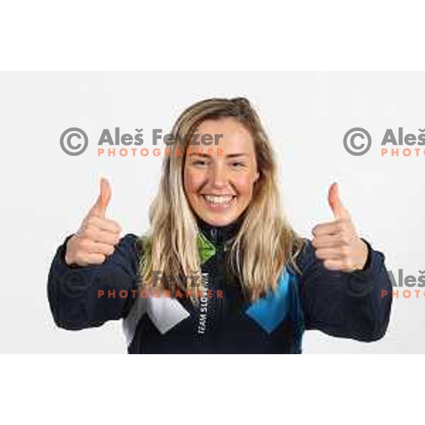 Anamarija Lampic, member of Slovenia Olympic team for Beijing 2022 Winter Olympic games during photo shooting in Ljubljana, Slovenia on January 24, 2022