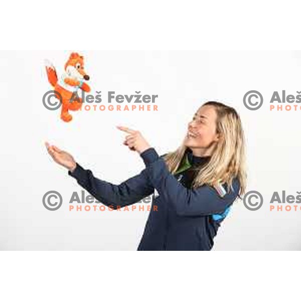 Anamarija Lampic, member of Slovenia Olympic team for Beijing 2022 Winter Olympic games during photo shooting in Ljubljana, Slovenia on January 24, 2022
