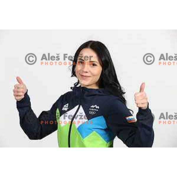 Gloria Kotnik, member of Slovenia Olympic team for Beijing 2022 Winter Olympic games during photo shooting in Ljubljana, Slovenia on January 24, 2022