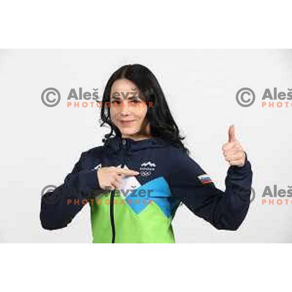 Gloria Kotnik, member of Slovenia Olympic team for Beijing 2022 Winter Olympic games during photo shooting in Ljubljana, Slovenia on January 24, 2022