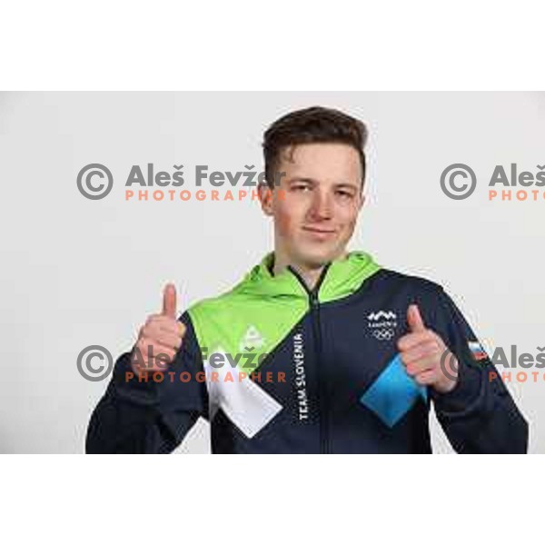 Tit Stante, member of Slovenia Olympic team for Beijing 2022 Winter Olympic games during photo shooting in Ljubljana, Slovenia on January 24, 2022