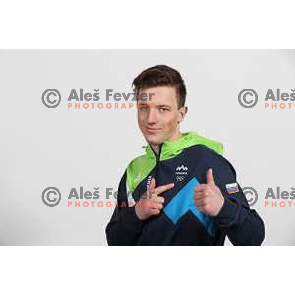 Tit Stante, member of Slovenia Olympic team for Beijing 2022 Winter Olympic games during photo shooting in Ljubljana, Slovenia on January 24, 2022