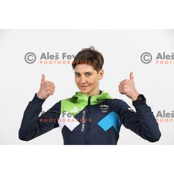 Neza Zerjav, member of Slovenia Olympic team for Beijing 2022 Winter Olympic games during photo shooting in Ljubljana, Slovenia on January 24, 2022