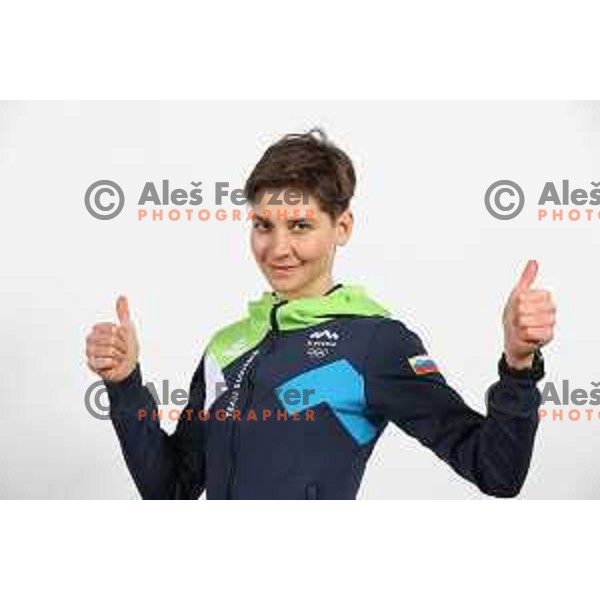 Neza Zerjav, member of Slovenia Olympic team for Beijing 2022 Winter Olympic games during photo shooting in Ljubljana, Slovenia on January 24, 2022