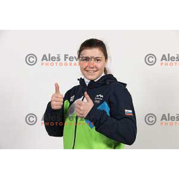 Neja Dvornik, member of Slovenia Olympic team for Beijing 2022 Winter Olympic games during photo shooting in Ljubljana, Slovenia on January 24, 2022