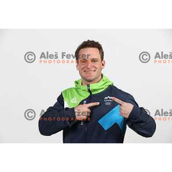 Tim Mastnak, member of Slovenia Olympic team for Beijing 2022 Winter Olympic games during photo shooting in Ljubljana, Slovenia on January 24, 2022