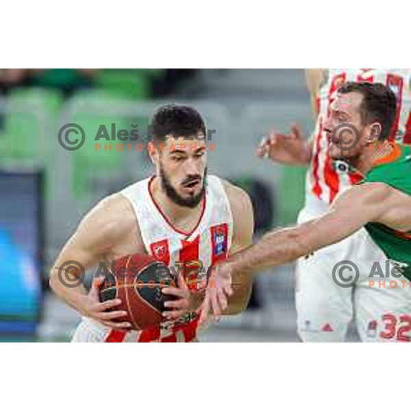 Nikola Kalinic and Zoran Dragic in action during ABA league regular season basketball match between Cedevita Olimpija and Crvena Zvezda in Stozice, Arena, Ljubljana, Slovenia on January 24, 2022 