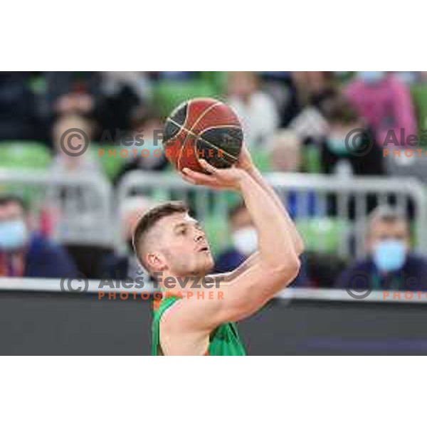 Edo Muric in action during ABA league regular season basketball match between Cedevita Olimpija and Crvena Zvezda in Stozice, Arena, Ljubljana, Slovenia on January 24, 2022