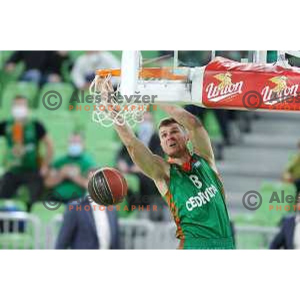 Edo Muric in action during ABA league regular season basketball match between Cedevita Olimpija and Crvena Zvezda in Stozice, Arena, Ljubljana, Slovenia on January 24, 2022