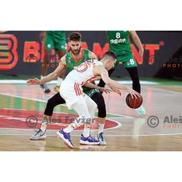 Alen Hodzic in action during ABA league regular season basketball match between Cedevita Olimpija and Crvena Zvezda in Stozice, Arena, Ljubljana, Slovenia on January 24, 2022