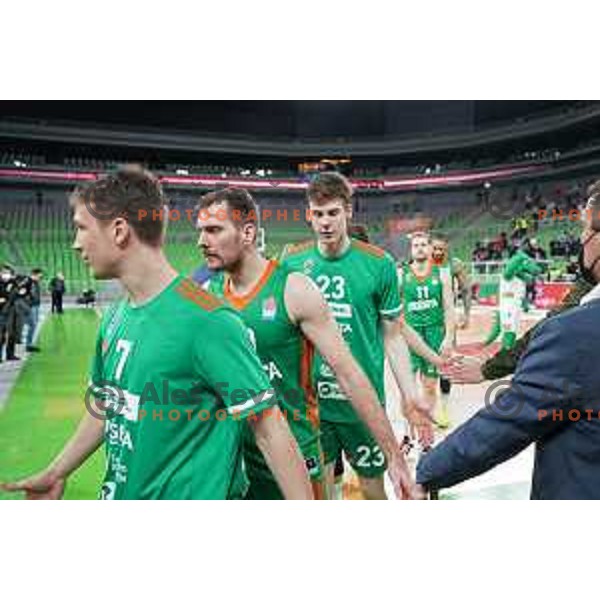 Dan Duscak, Zoran Dragic and Luka Scuka after ABA league regular season basketball match between Cedevita Olimpija and Crvena Zvezda in Stozice, Arena, Ljubljana, Slovenia on January 24, 2022