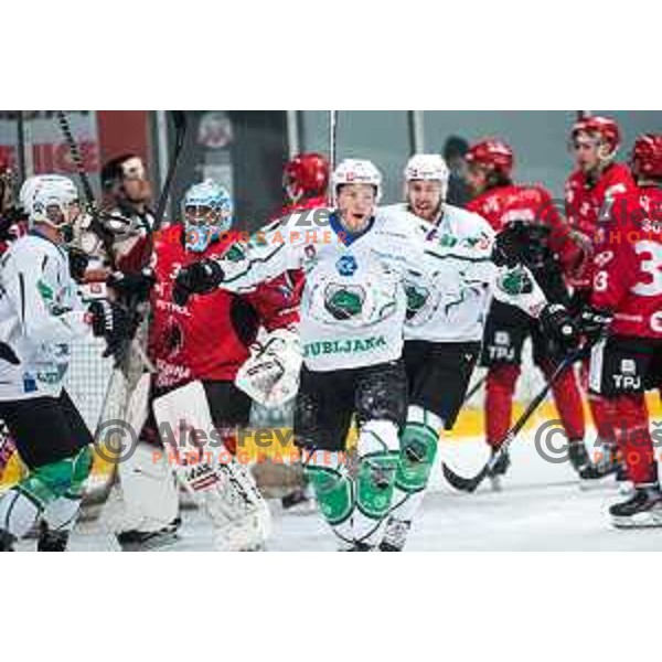 Tadej Cimzar in action during semi-final of Slovenian ice-hockey league match between HDD Sij Acroni Jesenice and SZ Olimpija at Jesenice, Slovenia on January 25, 2021