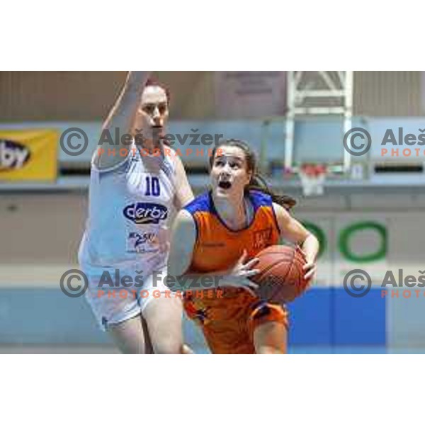 action during 1.SKL women basketball match between Derby Jezica and Tosama Ledita, Slovenia on January 25, 2022