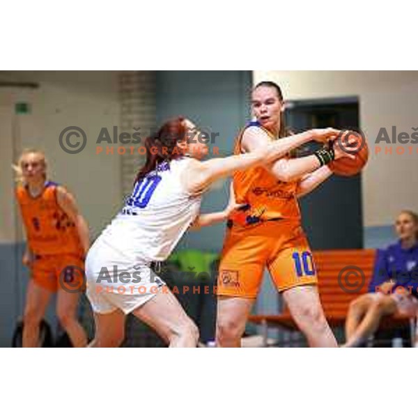 Hana Ivanusa and Lejla Pamic in action during 1.SKL women basketball match between Derby Jezica and Tosama Ledita, Slovenia on January 25, 2022