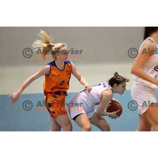 Manca Vesel in action during 1.SKL women basketball match between Derby Jezica and Tosama Ledita, Slovenia on January 25, 2022