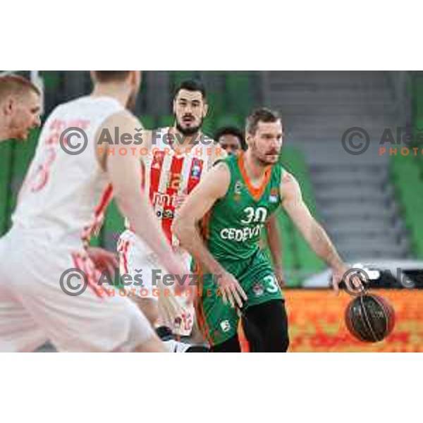 Zoran Dragic in action during ABA league regular season basketball match between Cedevita Olimpija and Crvena Zvezda in Stozice, Arena, Ljubljana, Slovenia on January 24, 2022