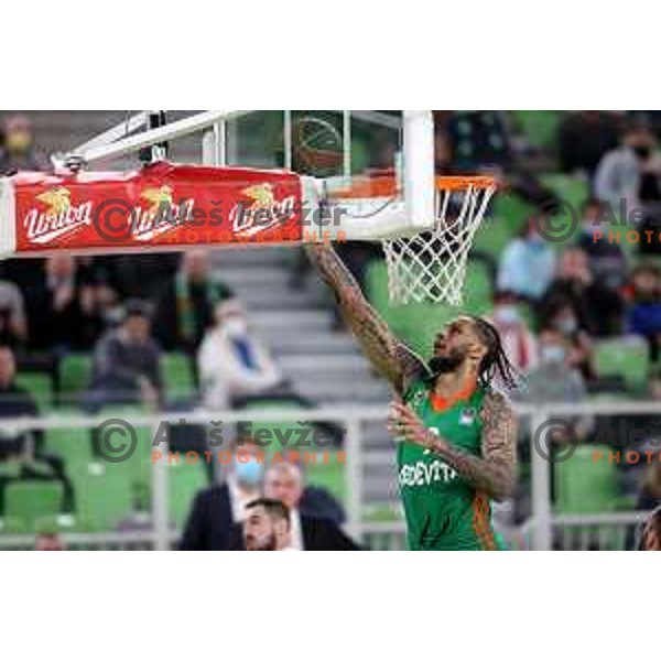 Zach Auguste in action during ABA league regular season basketball match between Cedevita Olimpija and Crvena Zvezda in Stozice, Arena, Ljubljana, Slovenia on January 24, 2022