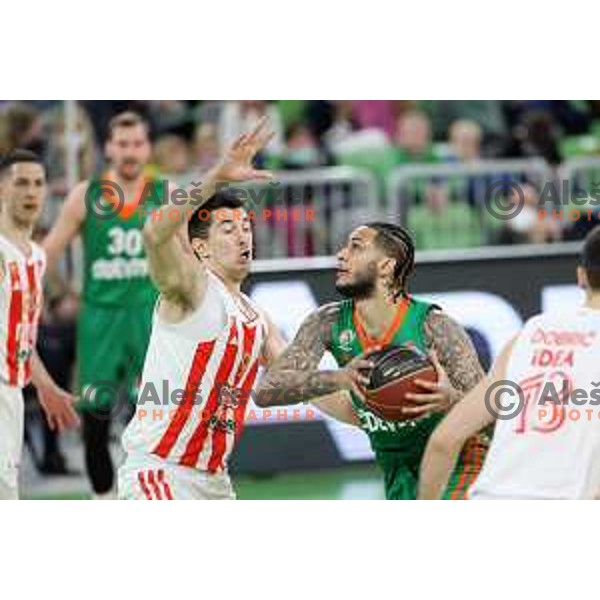 Zach Auguste in action during ABA league regular season basketball match between Cedevita Olimpija and Crvena Zvezda in Stozice, Arena, Ljubljana, Slovenia on January 24, 2022