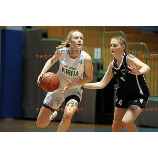 Alina Zitek in action during 1.SKL women basketball match between Akson Ilirija and VBO Maribor in Ljubljana, Slovenia on January 26, 2022