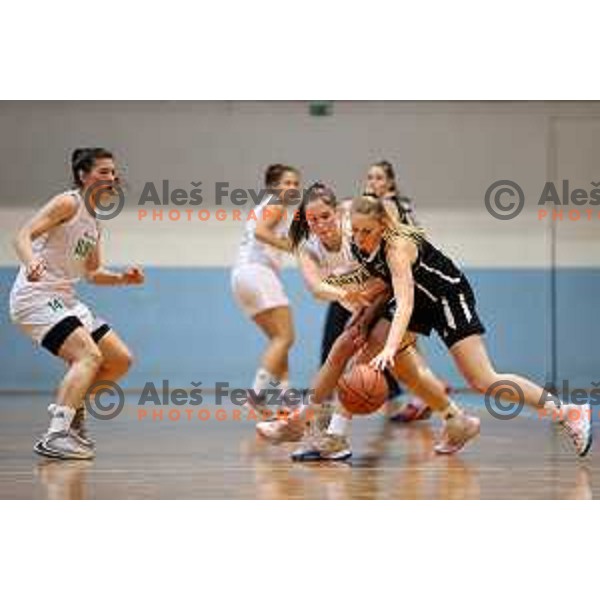 in action during 1.SKL women basketball match between Akson Ilirija and VBO Maribor in Ljubljana, Slovenia on January 26, 2022