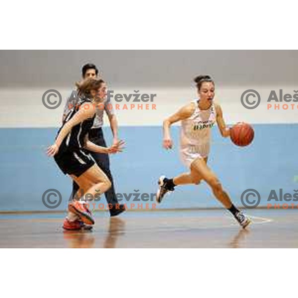 Hana Sambolic in action during 1.SKL women basketball match between Akson Ilirija and VBO Maribor in Ljubljana, Slovenia on January 26, 2022
